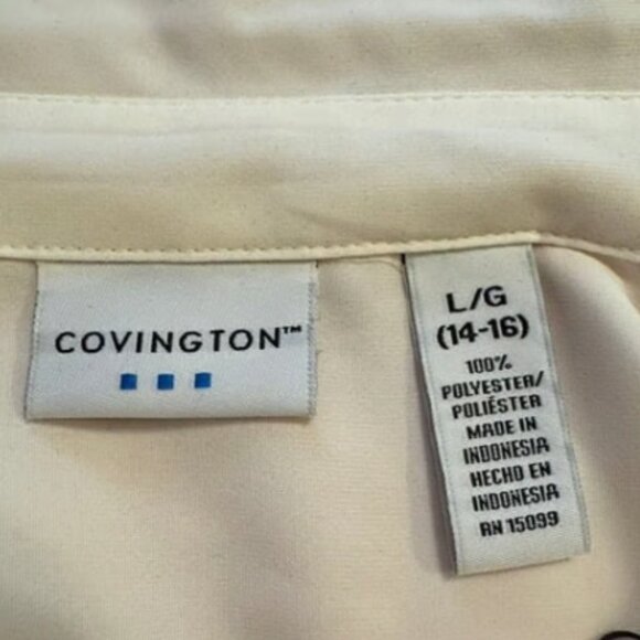 Covington White Very Flowy Long Sleeve Button Down Blouse V-neck Officewear LG - Picture 3 of 4